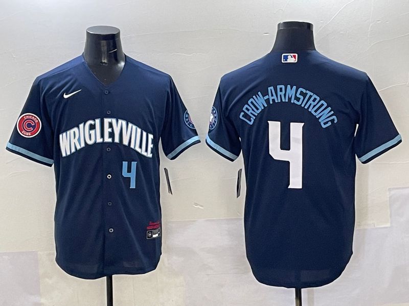 Men Chicago Cubs #4 Crow-Armstrong Dark Blue City Edition 2025 Nike MLB Jersey style 16